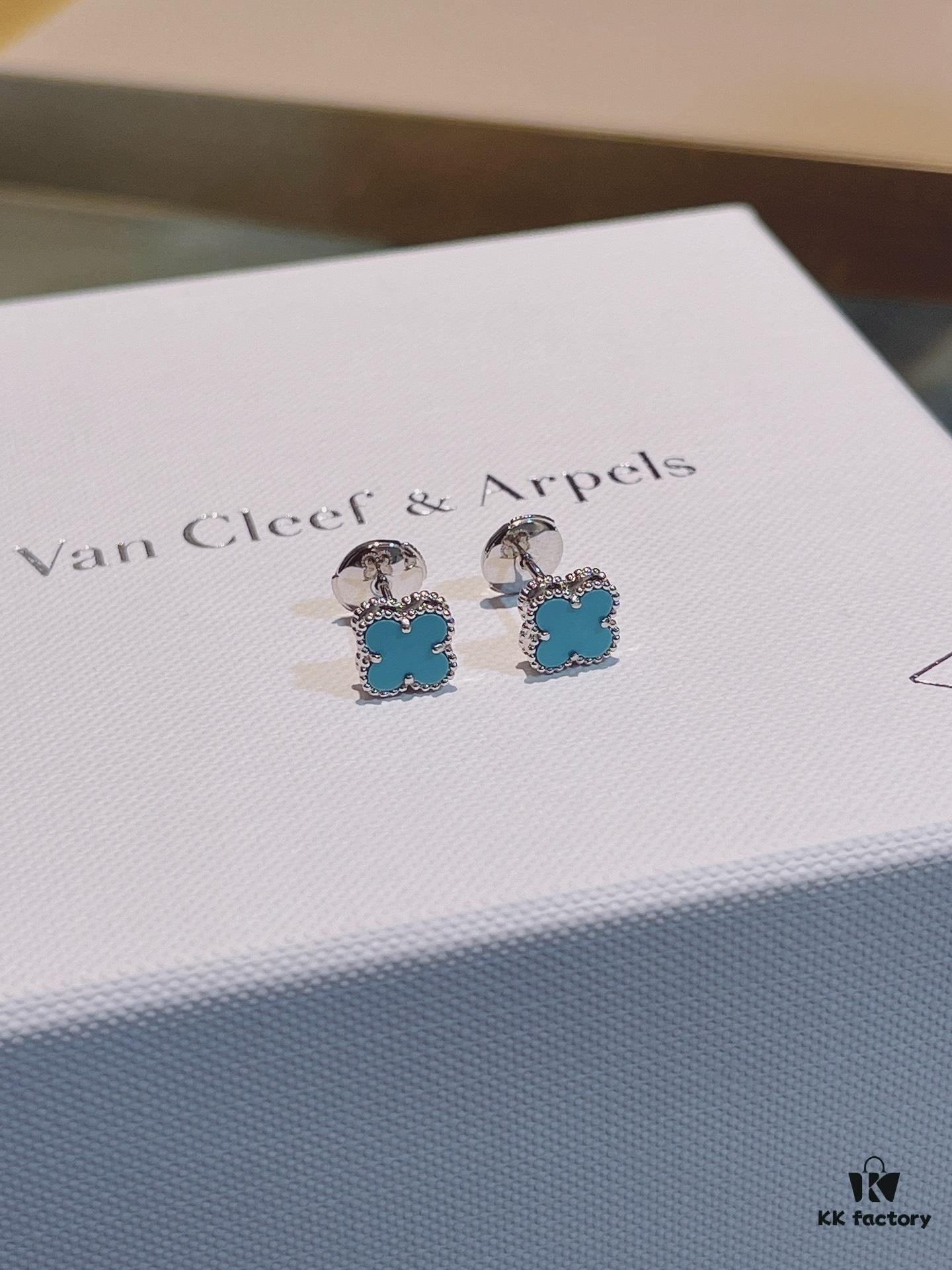 New Style: Turquoise and White Mother of Pearl Mini Four-Leaf Clover Stud Earrings