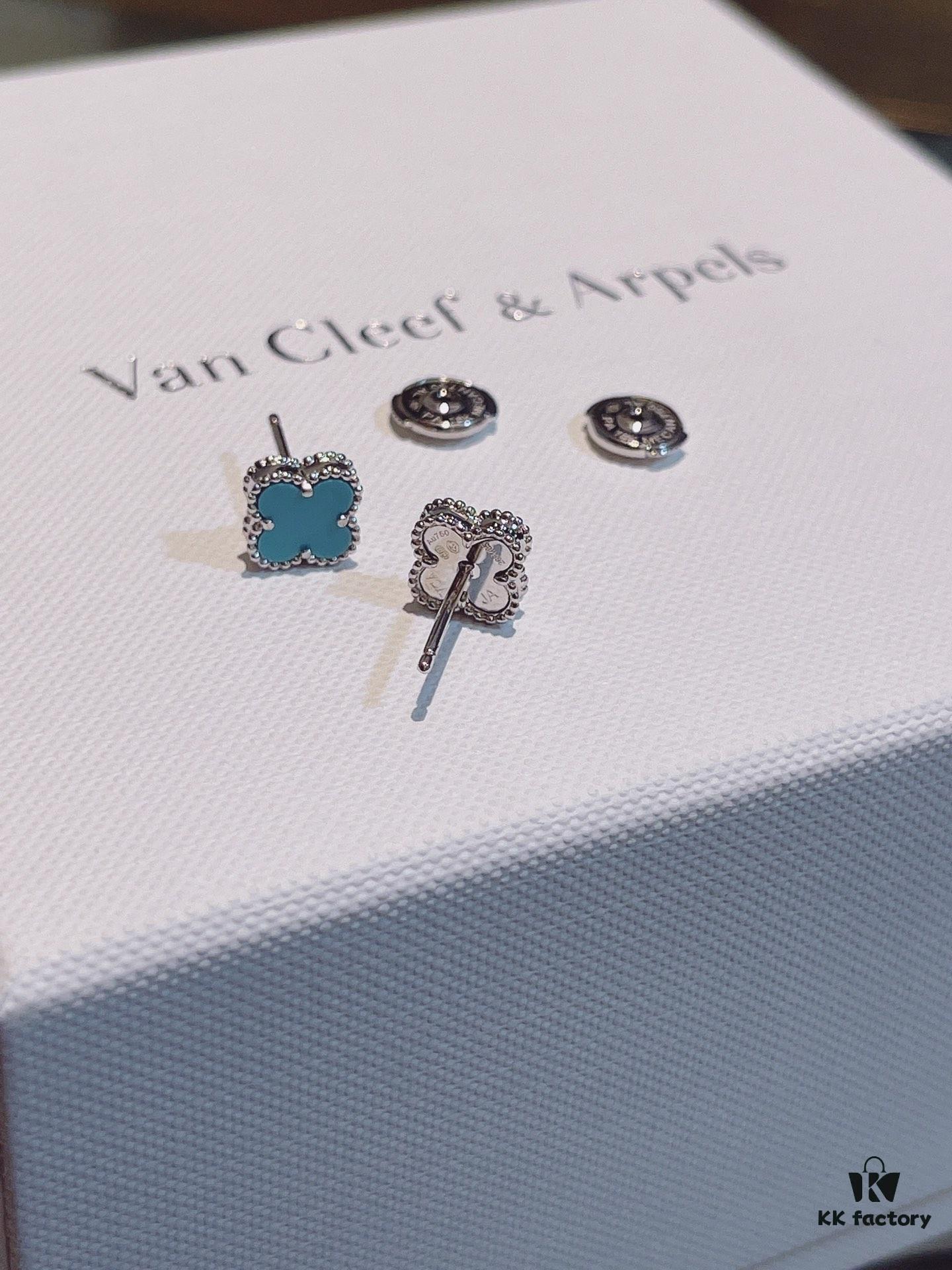 New Style: Turquoise and White Mother of Pearl Mini Four-Leaf Clover Stud Earrings