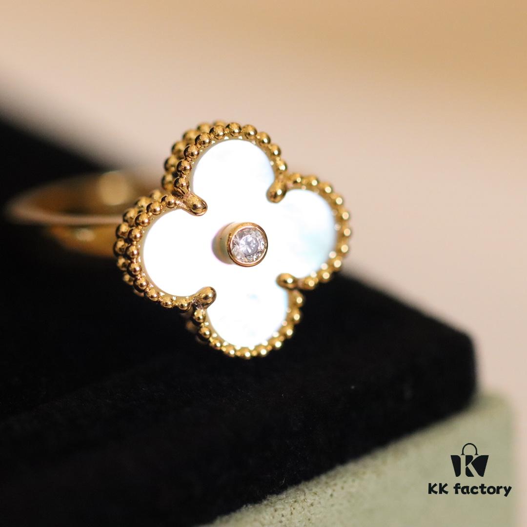 In-Stock Release: Red Carnelian, Malachite, Black Onyx, White Mother-of-Pearl — [VC@ Clover Diamond Ring]