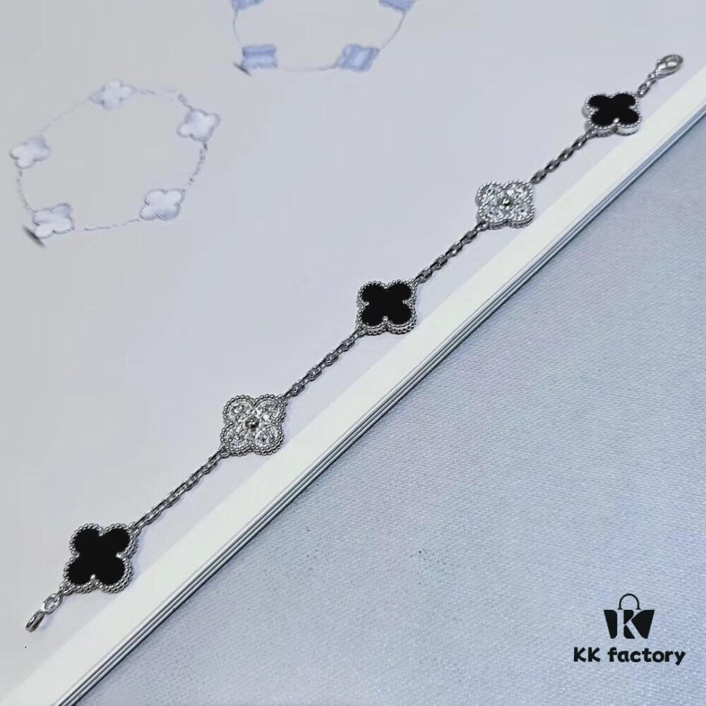 VCA Clover, Black Onyx with Diamond Accents, Ready to Ship