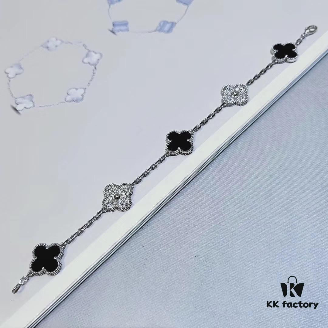 VCA Clover, Black Onyx with Diamond Accents, Ready to Ship