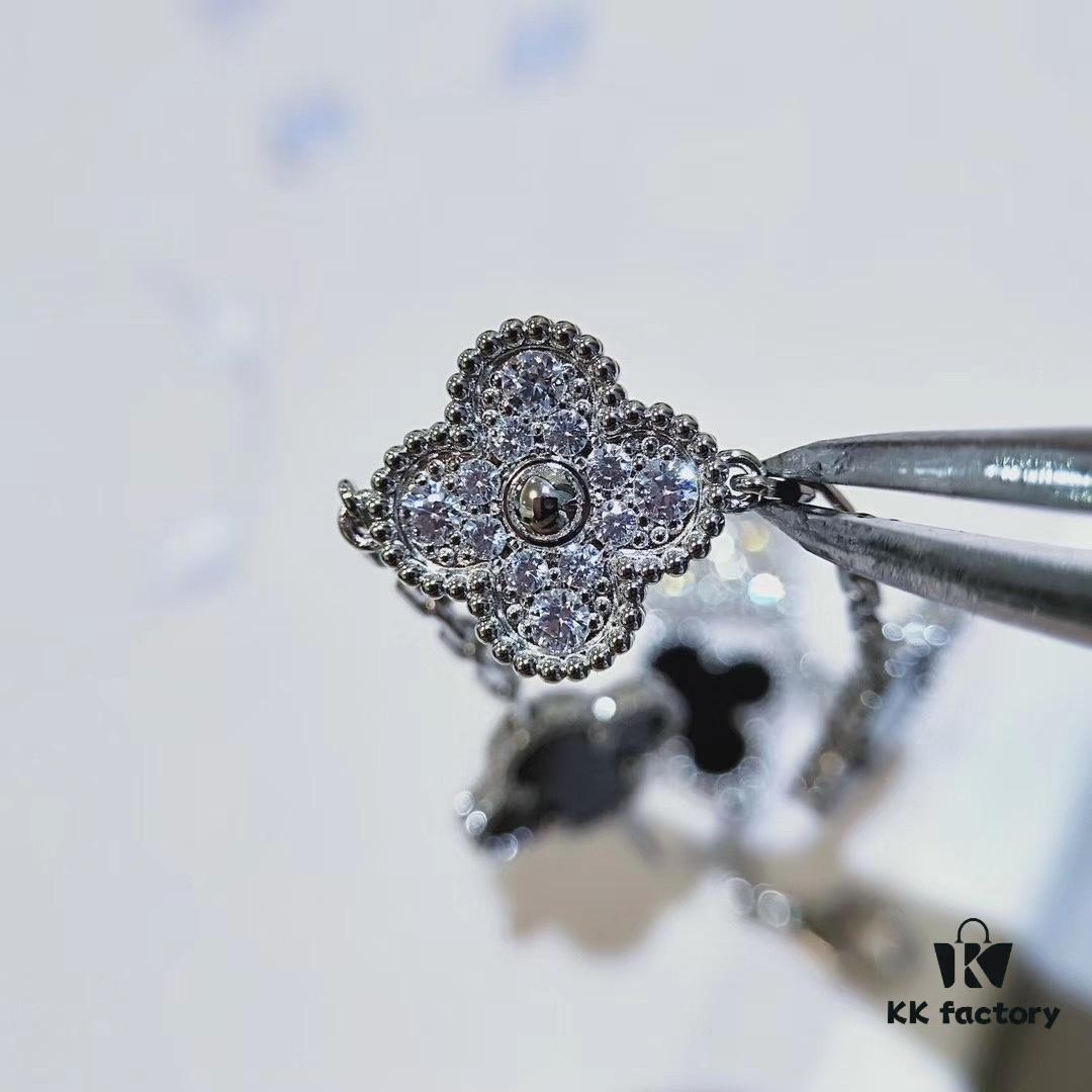 VCA Clover, Black Onyx with Diamond Accents, Ready to Ship