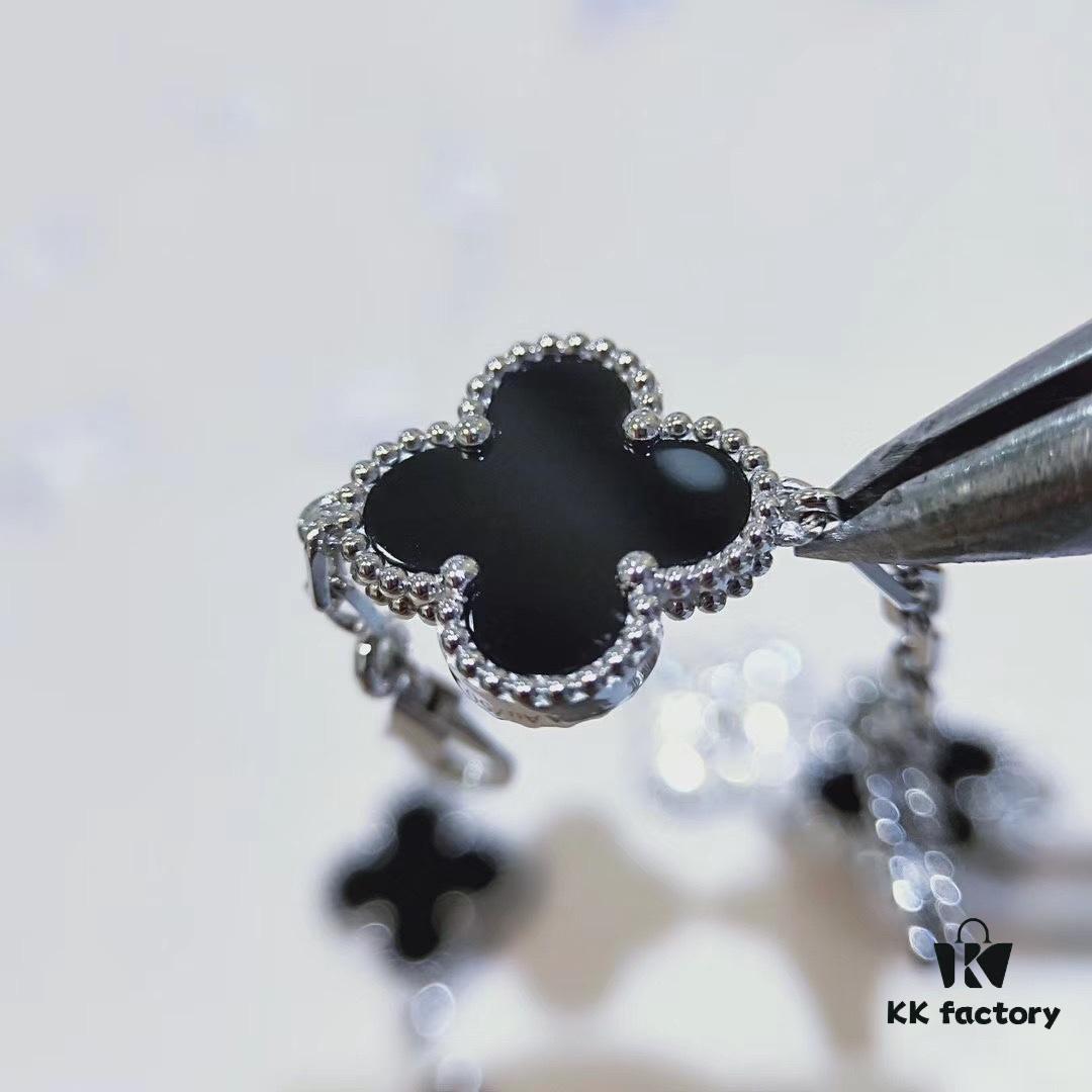 VCA Clover, Black Onyx with Diamond Accents, Ready to Ship