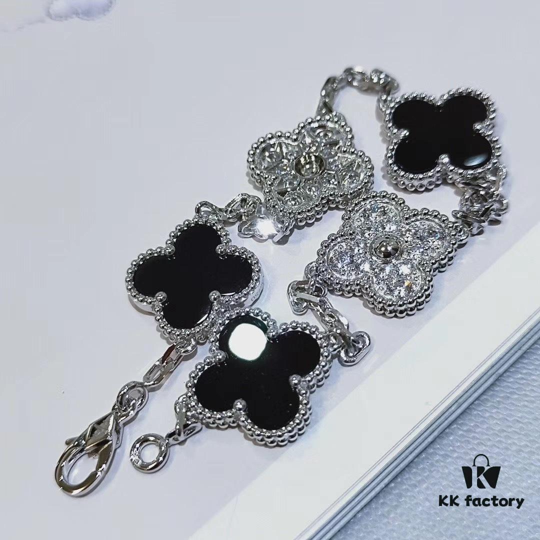 VCA Clover, Black Onyx with Diamond Accents, Ready to Ship