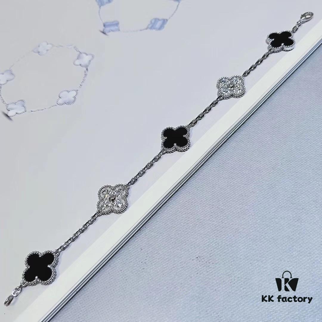 VCA Clover, Black Onyx with Diamond Accents, Ready to Ship