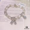 Interwoven Bracelet with Clover and Personalized Initial Letter