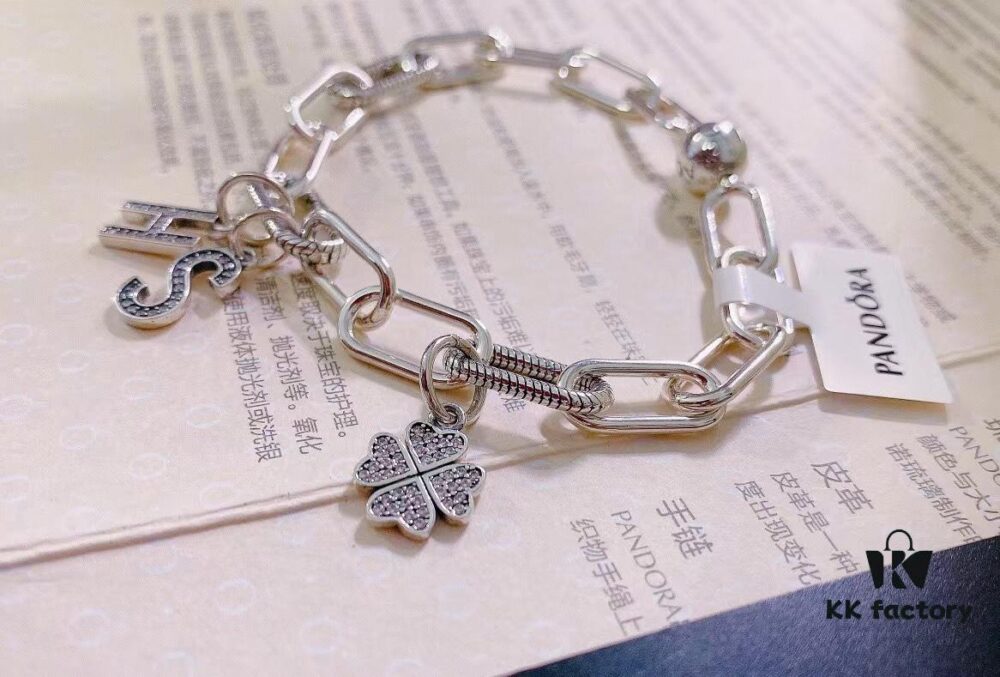 Interwoven Bracelet with Clover and Personalized Initial Letter