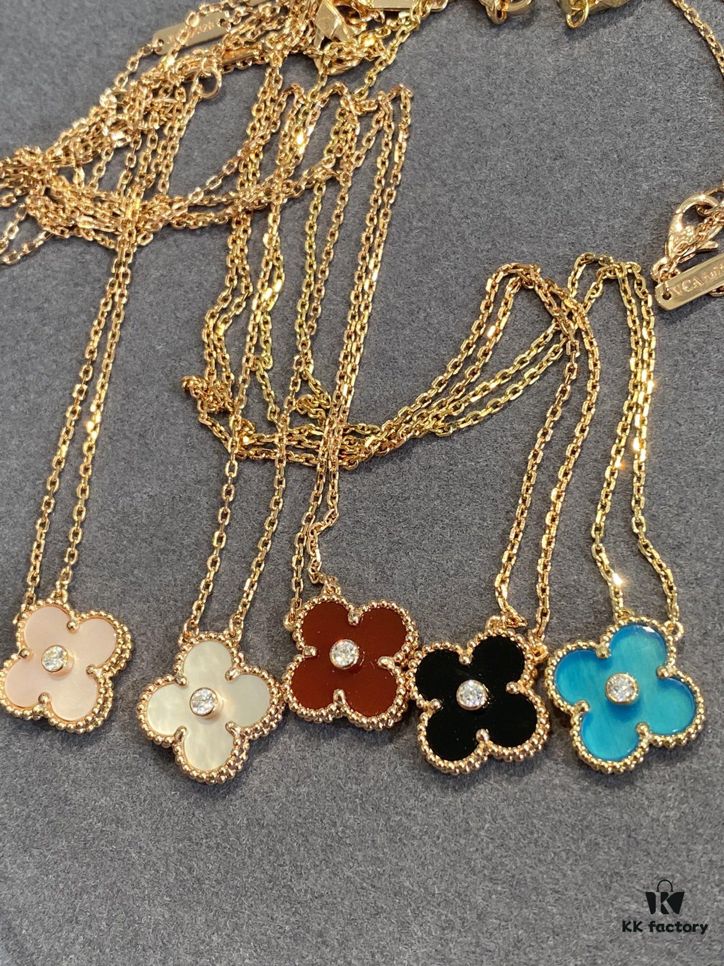 Clover Necklace with Diamonds, Four Colors in Stock