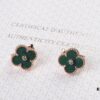 VCA New Version Rose Gold Natural Peacock Green White Shell Gray Shell Black Onyx Red Onyx Diamond-Studded Ear Clips, Market High-End Limited Edition 1:1 Premium Custom 925 Sterling Silver VCA Van Cleef & Arpels Clove Leaf Store Exclusive Tourist Essential Must-Have Original Lobster Clasp Top Quality