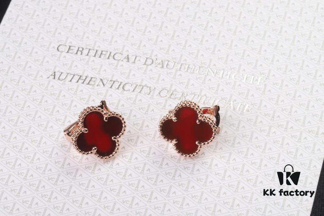 VCA New Version Rose Gold Natural Peacock Green White Shell Gray Shell Black Onyx Red Carnelian Diamond-Free Ear Studs, High-End Market Edition ‼️‼️👍🕊🐚 1:1 High Custom 925 Sterling Silver 🕊🐚 VCA Van Cleef & Arpels Limited Edition V Four-Leaf Clover Leaf, Cabinet Limited Edition, Perfect for Travel, Absolutely Essential. Original Lobster Clasp 😍 Top-Tier Quality on the Market 🐂🔥🔥