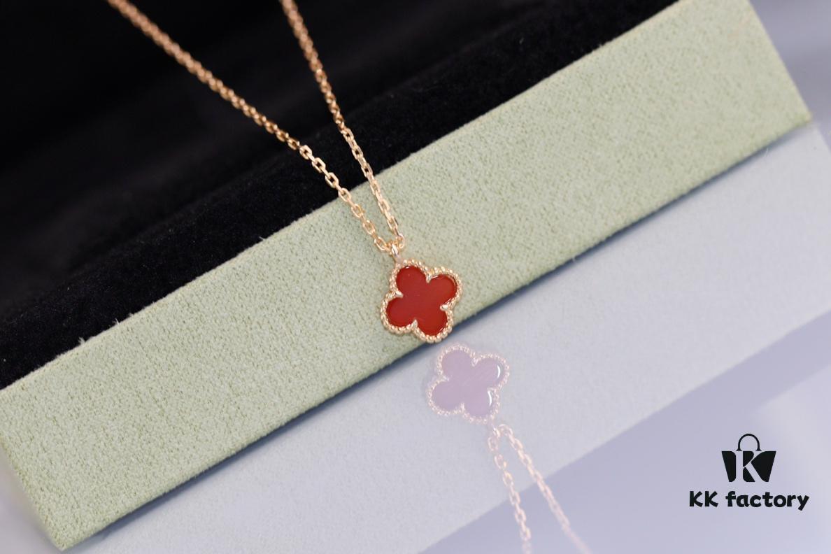 VCA Mini Single Flower Necklace, Original Precision Craftsmanship with Natural Stones