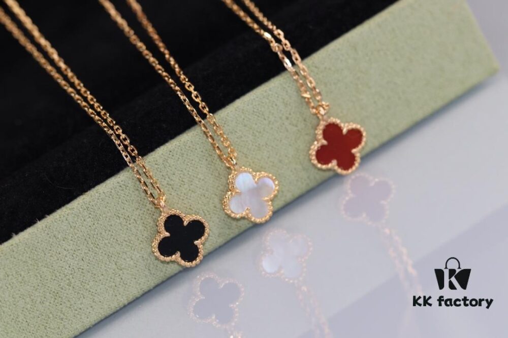 VCA Mini Single Flower Necklace, Original Precision Craftsmanship with Natural Stones