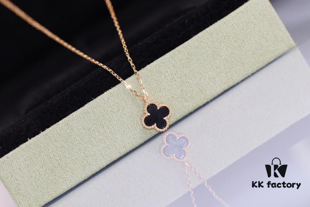 VCA Mini Single Flower Necklace, Original Precision Craftsmanship with Natural Stones