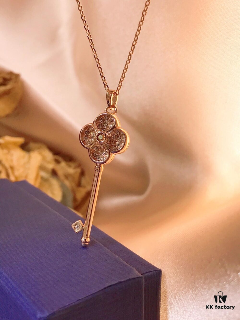 Swarovski Four-Leaf Clover Key Necklace
