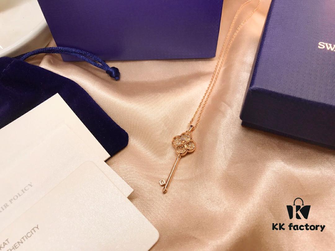 Swarovski Four-Leaf Clover Key Necklace