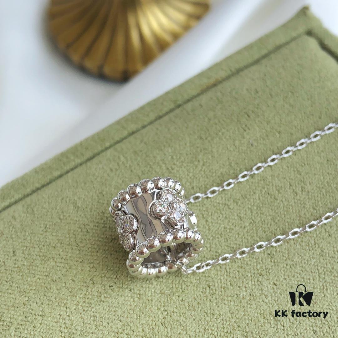 Van Cleef & Arpels Alhambra Clover Necklace in Silver Version, Original Custom Design! Material: 925 Pure Silver with Vacuum Electroplated 18K Real Gold