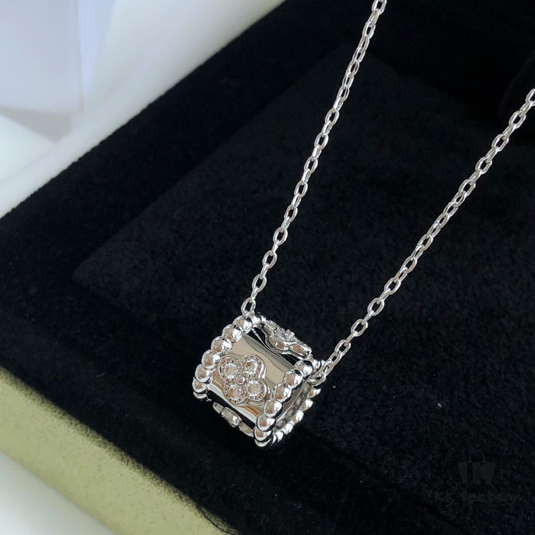 Van Cleef & Arpels Alhambra Clover Necklace in Silver Version, Original Custom Design! Material: 925 Pure Silver with Vacuum Electroplated 18K Real Gold