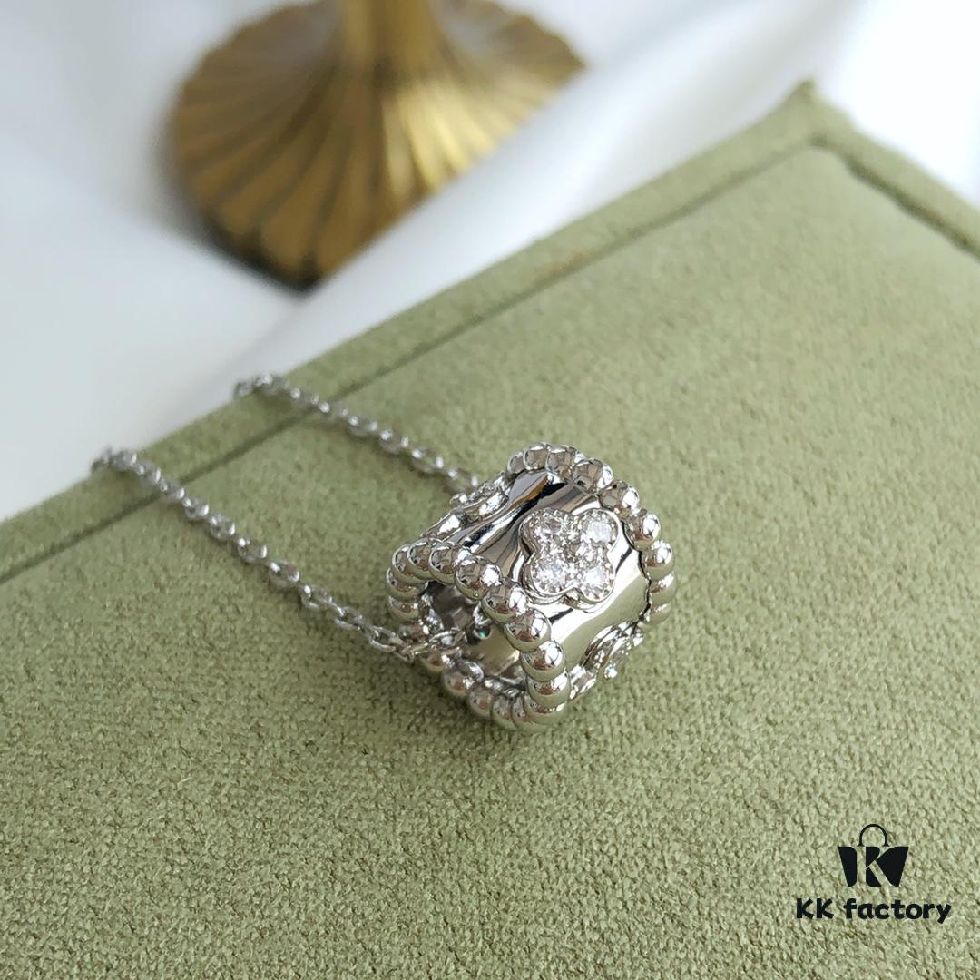 Van Cleef & Arpels Alhambra Clover Necklace in Silver Version, Original Custom Design! Material: 925 Pure Silver with Vacuum Electroplated 18K Real Gold