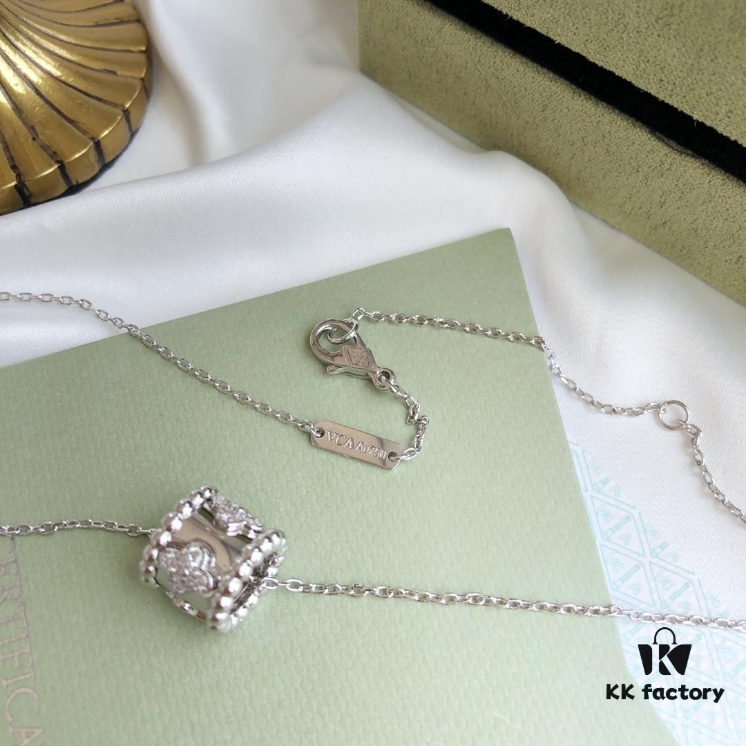 Van Cleef & Arpels Alhambra Clover Necklace in Silver Version, Original Custom Design! Material: 925 Pure Silver with Vacuum Electroplated 18K Real Gold