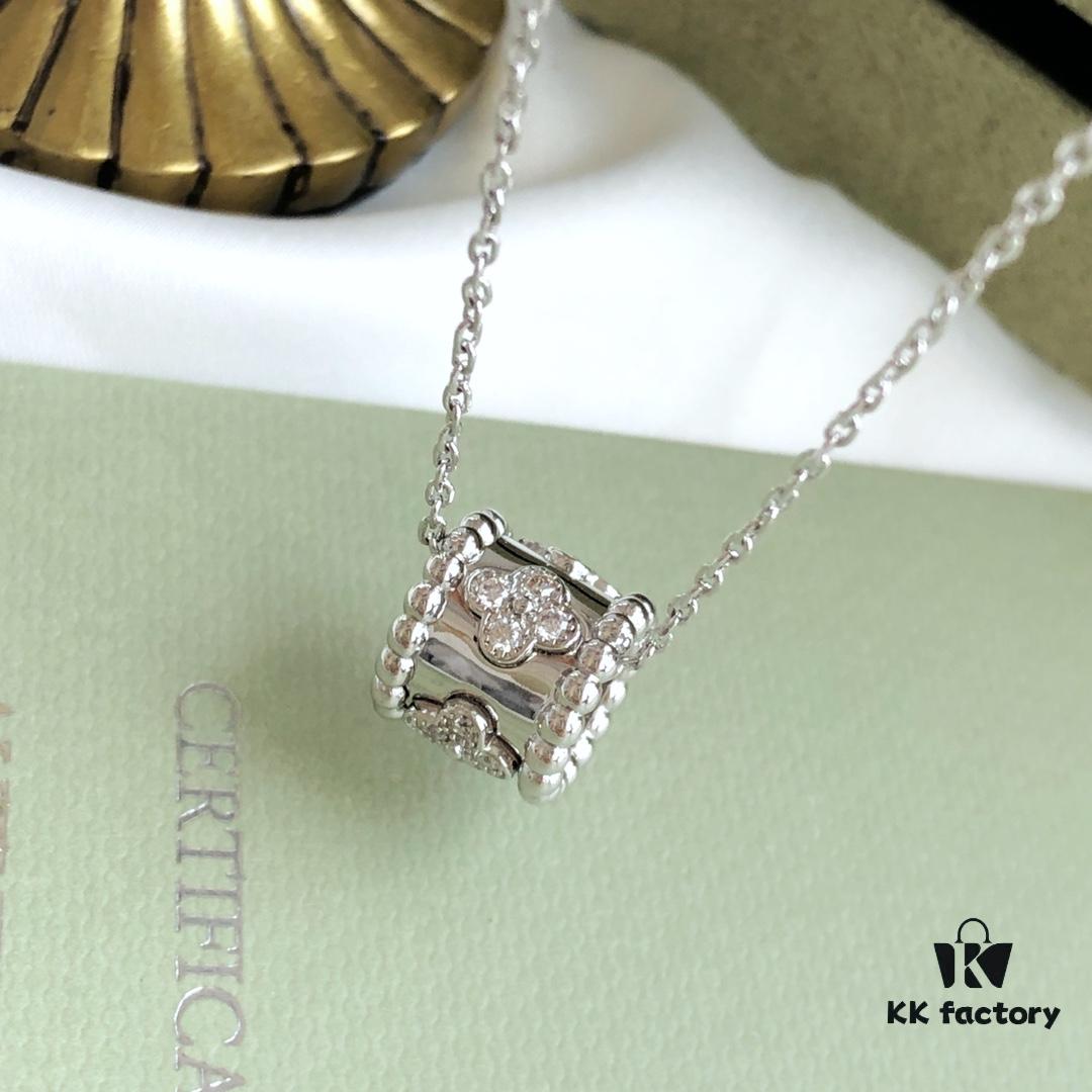 Van Cleef & Arpels Alhambra Clover Necklace in Silver Version, Original Custom Design! Material: 925 Pure Silver with Vacuum Electroplated 18K Real Gold