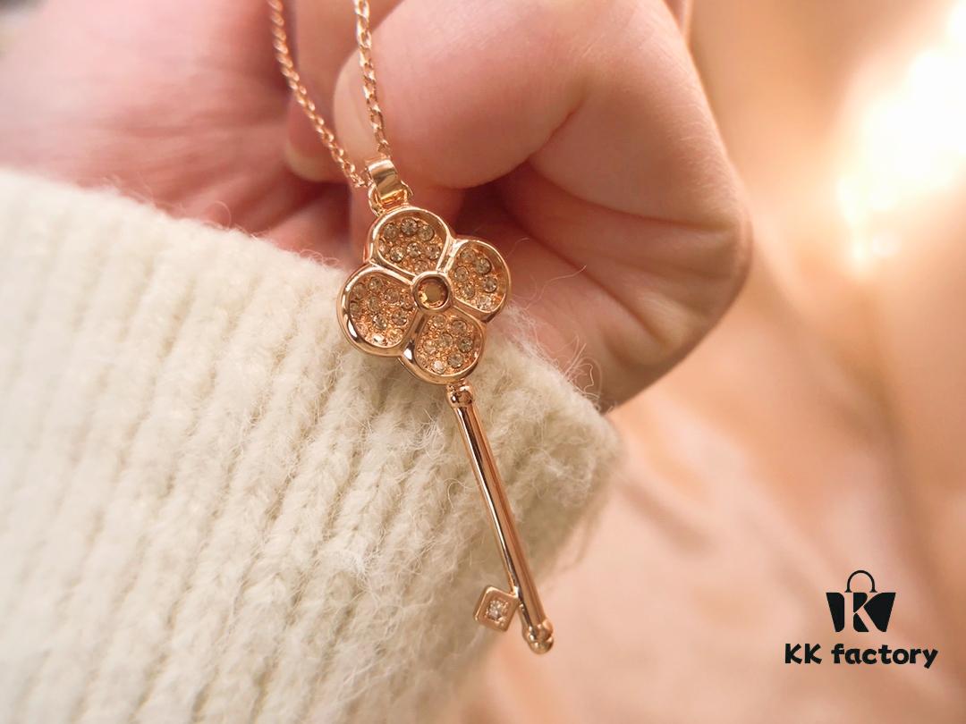 Swarovski Four-Leaf Clover Key Necklace