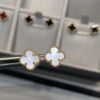 Mini Clover Stud Earrings in Gold and White, Precision-Crafted with Smooth Finish and Seamless Stone Setting