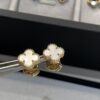 Mini Clover Stud Earrings in Gold and White, Precision-Crafted with Smooth Finish and Seamless Stone Setting