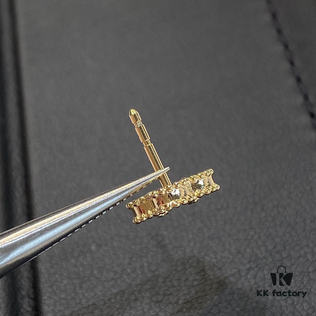 Mini Clover Stud Earrings in Gold and White, Precision-Crafted with Smooth Finish and Seamless Stone Setting