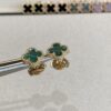 Mini Four-Leaf Clover Earrings, Gold-Tone with Natural Malachite
