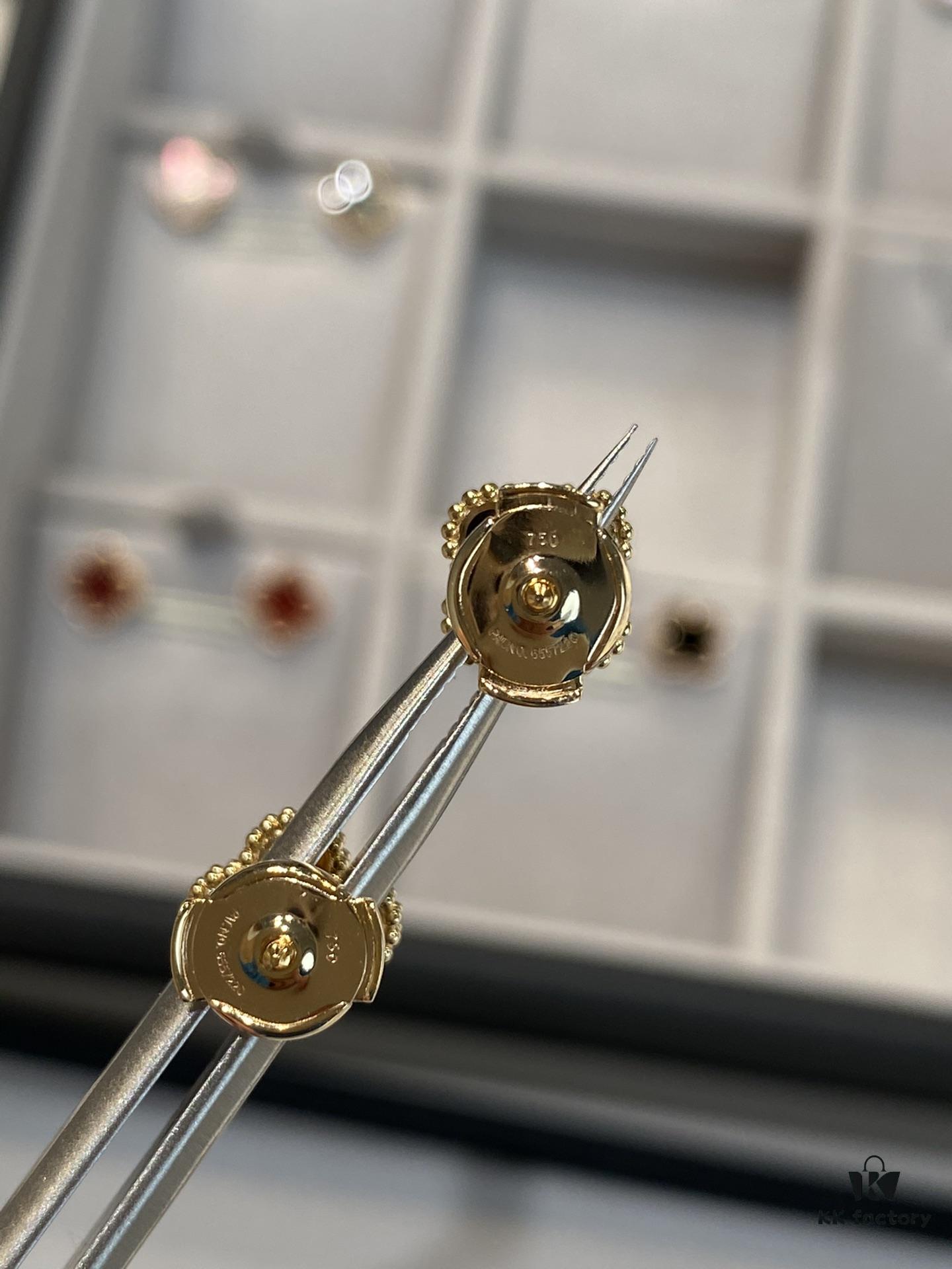 Mini Four-Leaf Clover Earrings, Black with Gold and Rose Gold Accents