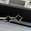 Mini Four-Leaf Clover Earrings, Black with Gold and Rose Gold Accents
