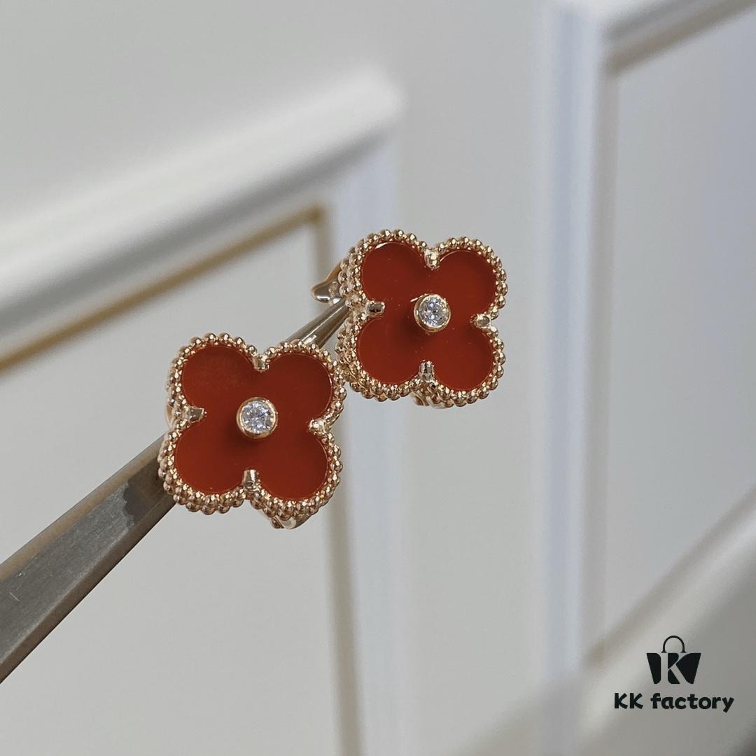 Exclusive Heavy-Work Four-Leaf Clover Earrings, Custom ZP Design, Jewelry-Grade Craftsmanship