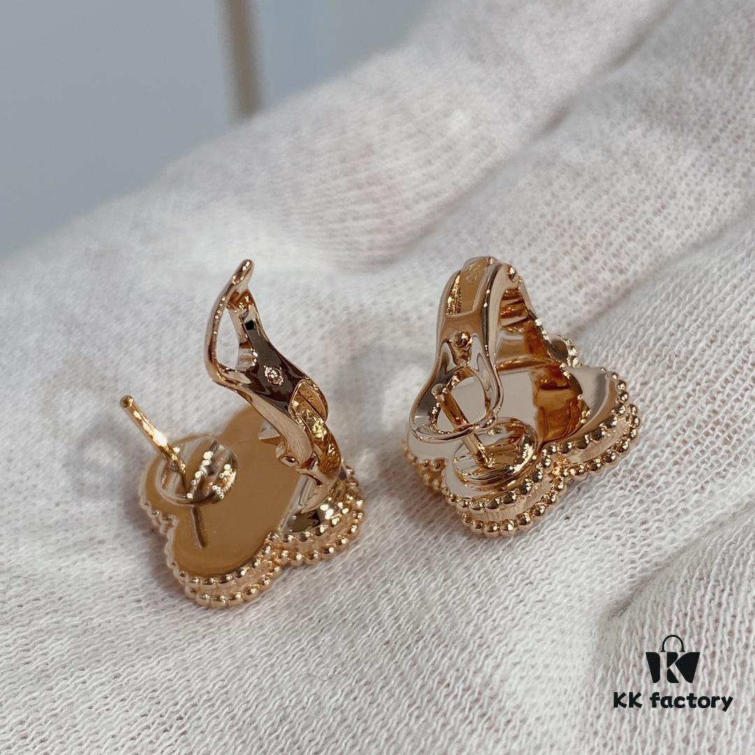 Exclusive Heavy-Work Four-Leaf Clover Earrings, Custom ZP Design, Jewelry-Grade Craftsmanship