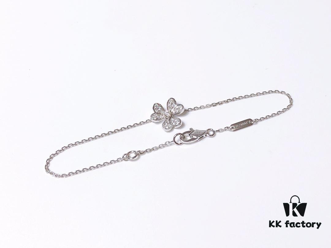 VCA Little Petal Full Diamond Necklace, Bracelet, and Stud Earrings