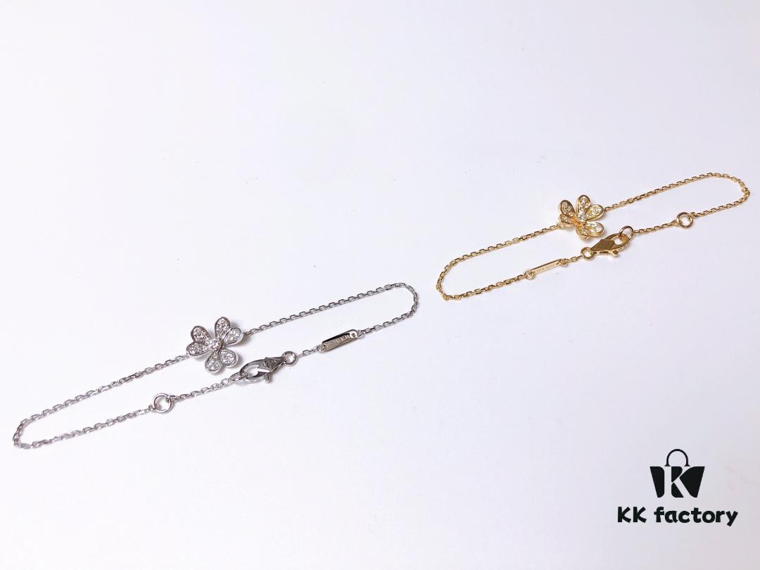 VCA Little Petal Full Diamond Necklace, Bracelet, and Stud Earrings