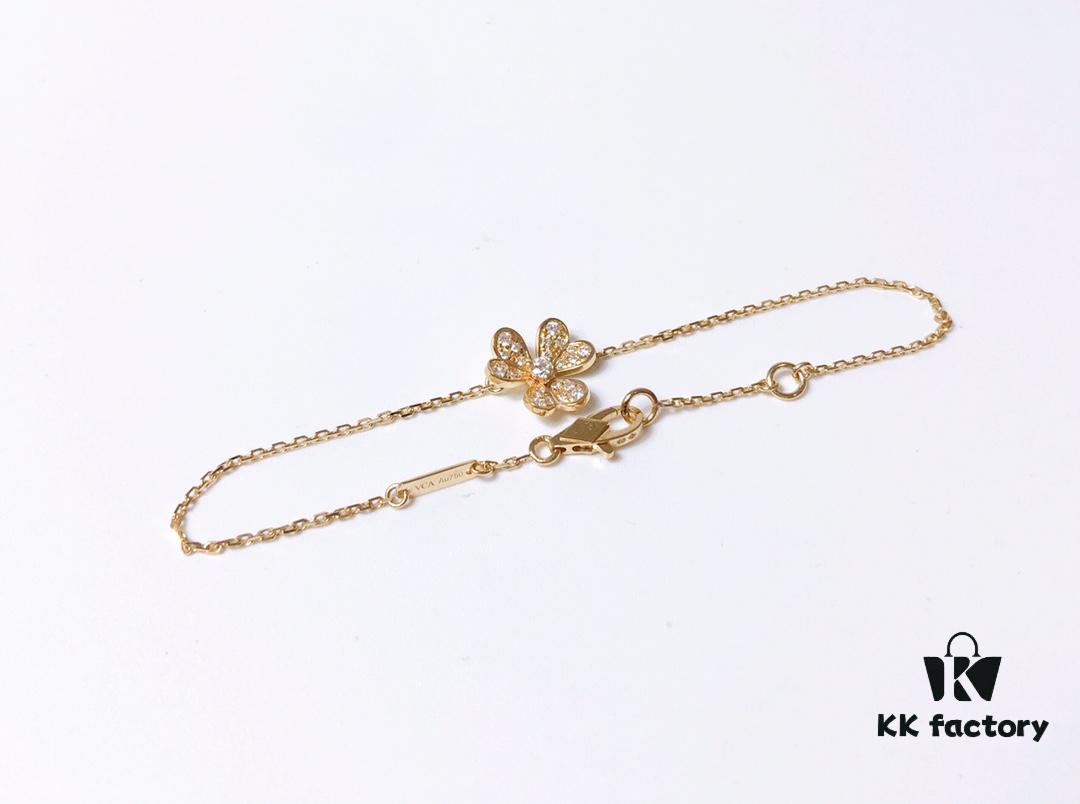 VCA Little Petal Full Diamond Necklace, Bracelet, and Stud Earrings
