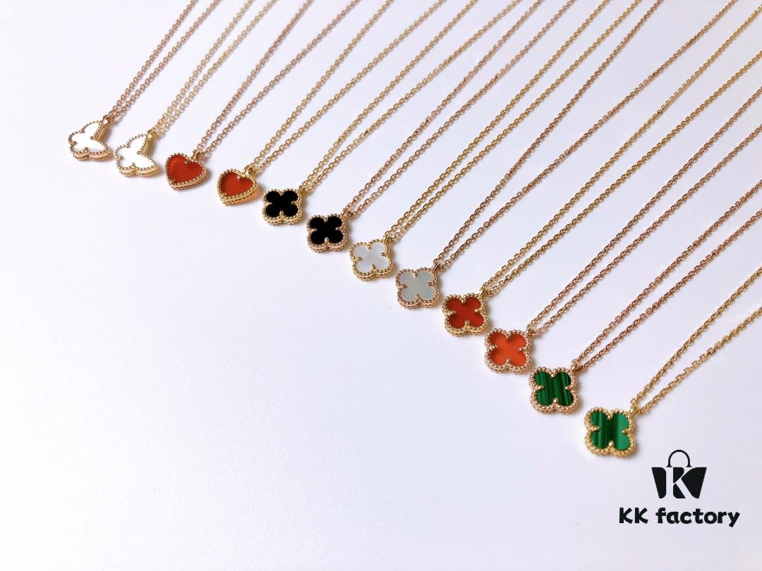 Small Mini Clover Necklace Made of Fine Silver, Crafted Like 18K Gold Authentic Pieces with VCA Au750 Engraving