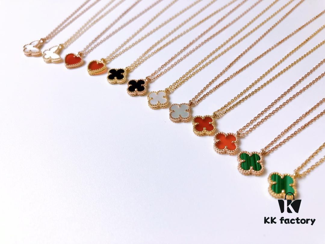 Small Mini Clover Necklace Made of Fine Silver, Crafted Like 18K Gold Authentic Pieces with VCA Au750 Engraving
