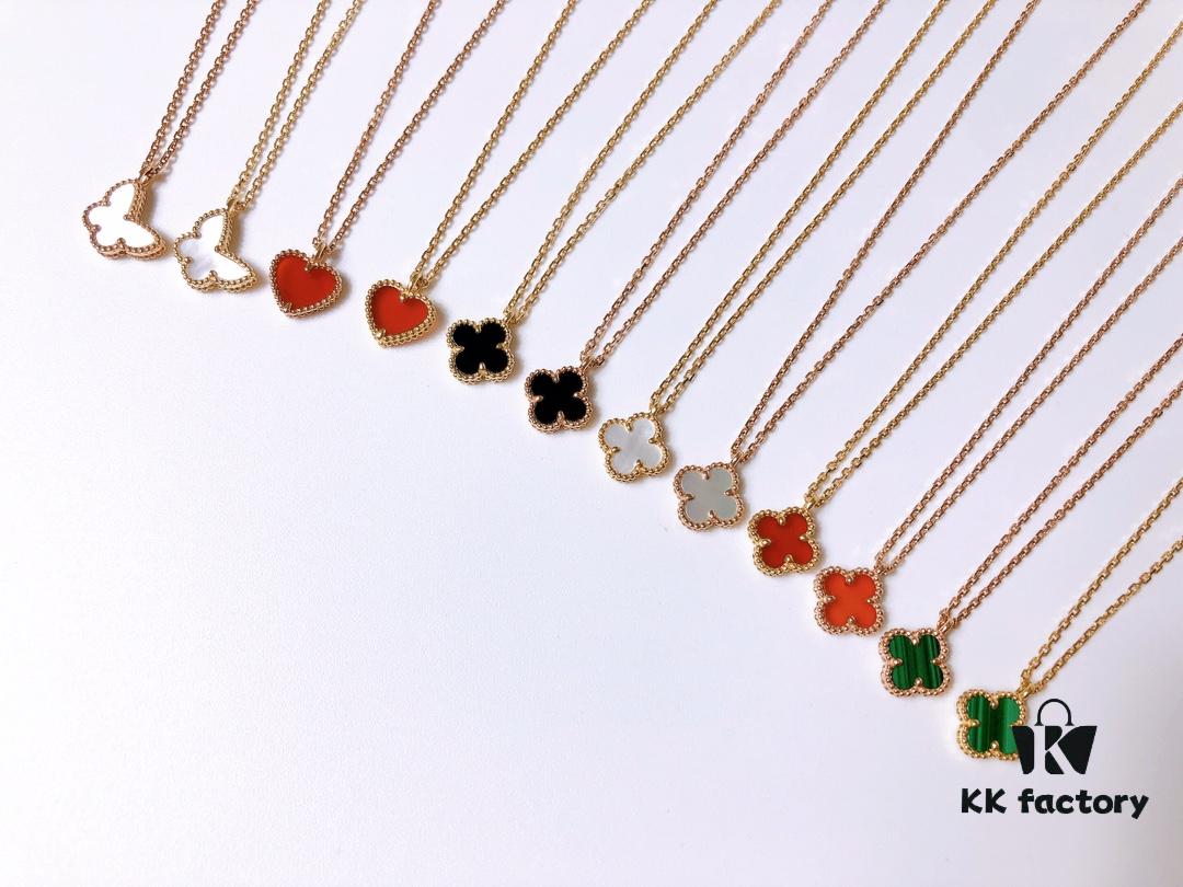 Small Mini Clover Necklace Made of Fine Silver, Crafted Like 18K Gold Authentic Pieces with VCA Au750 Engraving