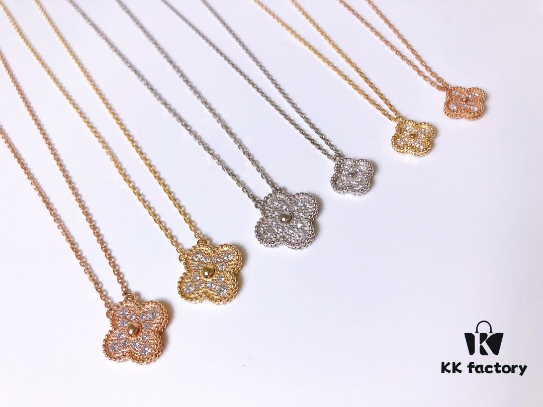VCA Full Diamond Four-Leaf Clover Necklace in Medium vs Small Size 🍀