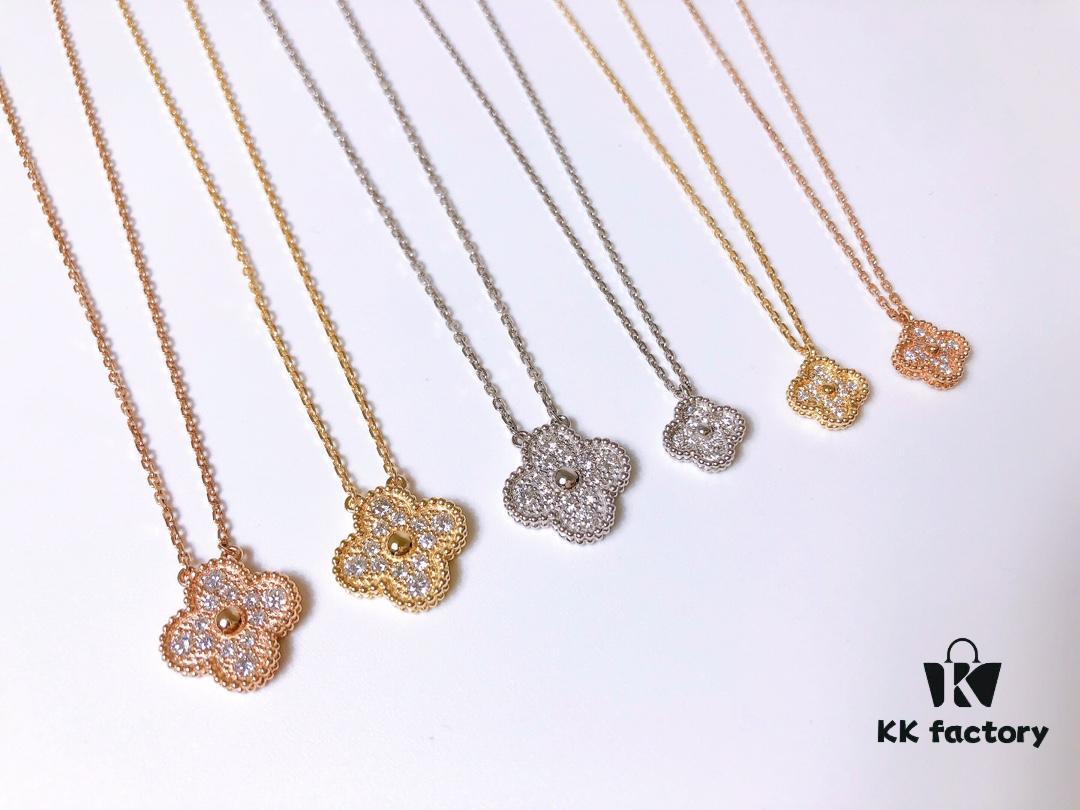 VCA Full Diamond Four-Leaf Clover Necklace in Medium vs Small Size 🍀