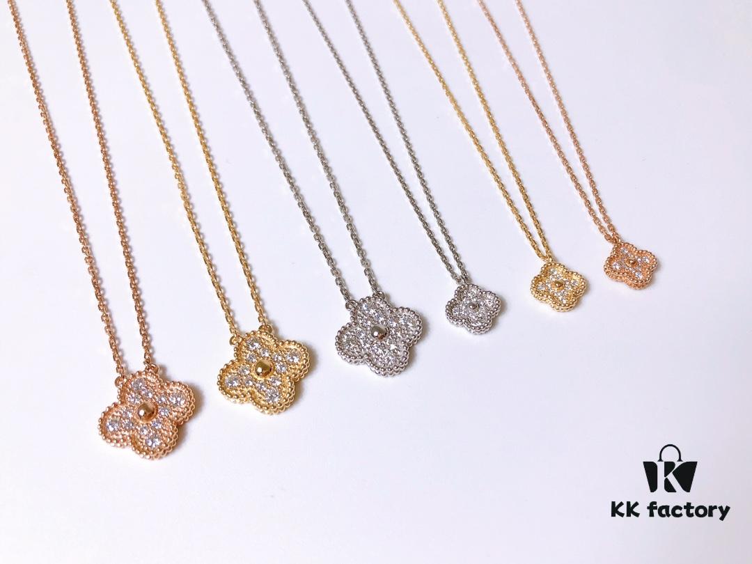 VCA Full Diamond Four-Leaf Clover Necklace in Medium vs Small Size 🍀