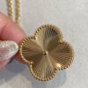 VCA New Double-Sided Guilloche Engraved Clover Long Necklace in Gold
