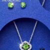 Swarovski Green Beating Heart Four-Leaf Clover Single Diamond Set