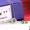 Swarovski Green Beating Heart Four-Leaf Clover Single Diamond Set
