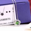 Swarovski Green Beating Heart Four-Leaf Clover Single Diamond Set
