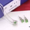 Swarovski Green Beating Heart Four-Leaf Clover Single Diamond Set