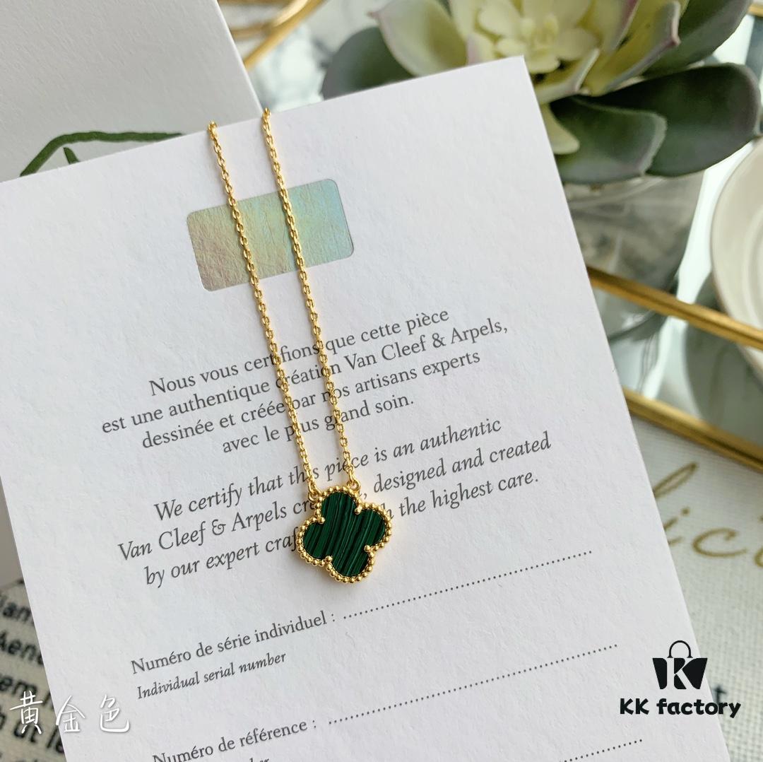 Christmas Gift 🎁 Van Cleef & Arpels Alhambra Clover Necklace with Natural Black Onyx, Red Jasper, White Mother-of-Pearl, and Malachite in Rose Gold, Yellow Gold, and White Gold Plated 925 Sterling Silver from Germany