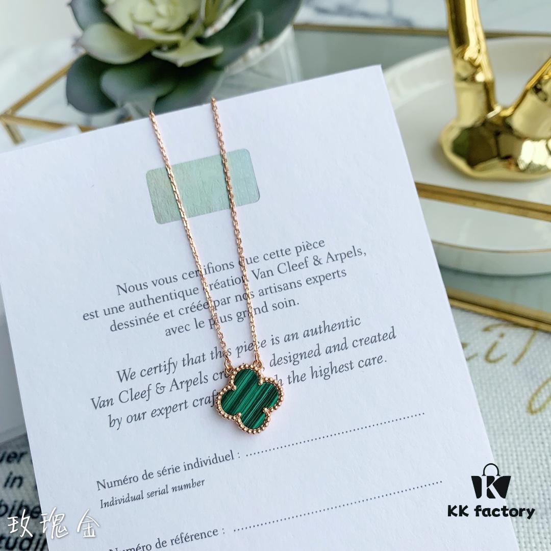 Christmas Gift 🎁 Van Cleef & Arpels Alhambra Clover Necklace - Natural Black Onyx, Red Jasper, White Mother of Pearl, Malachite, 925 Sterling Silver from Germany, Available in Rose Gold, Yellow Gold, and White Gold