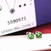 Swarovski Green Beating Heart Four-Leaf Clover Single Diamond Set